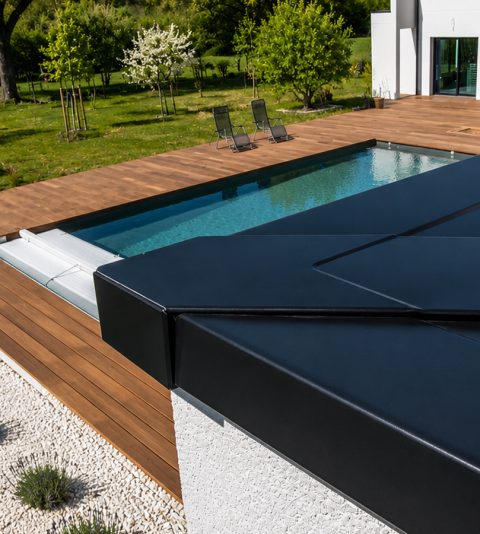 Couvertines aluminium sur murets de piscine