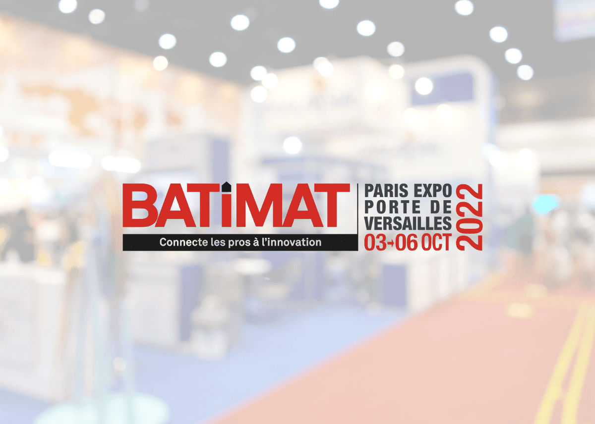 Logo de BATIMAT 2022 au Paris Expo Porte de Versailles.