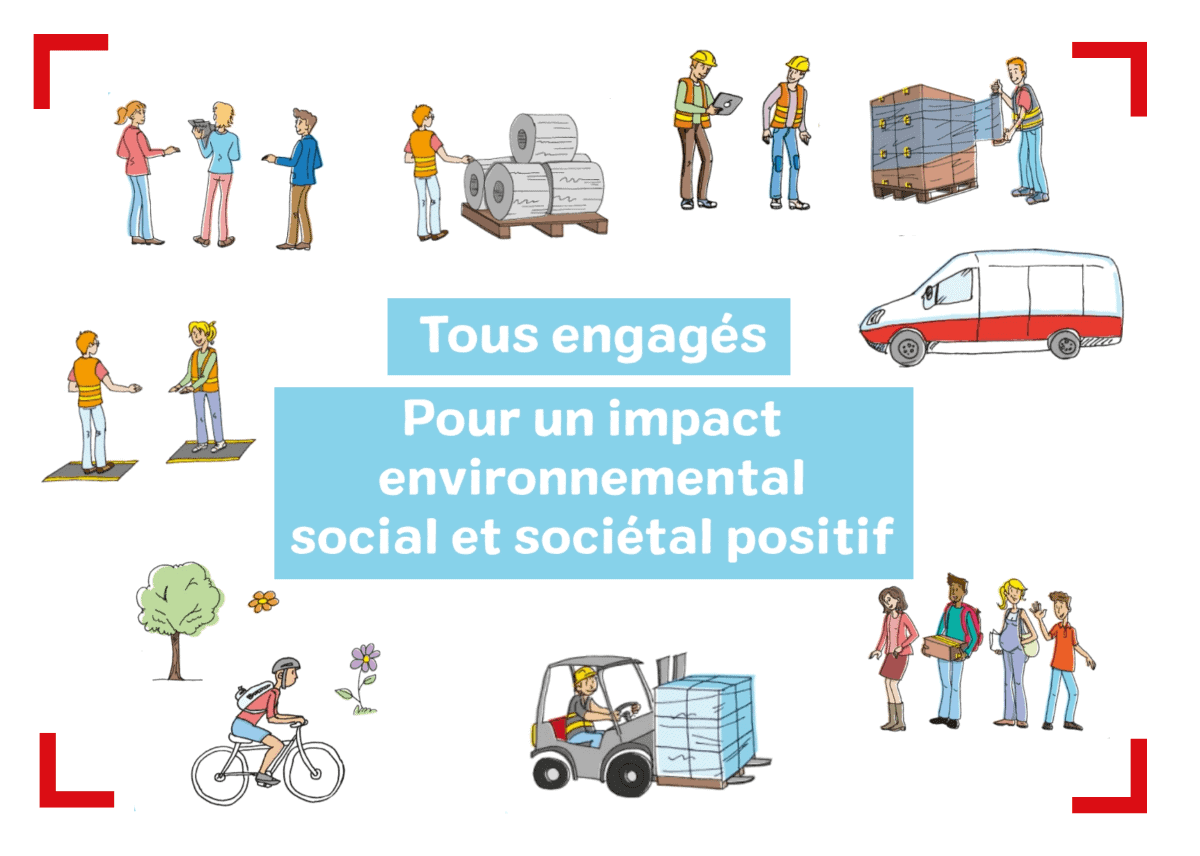 Illustration de diverses activités durables et responsables en entreprise.